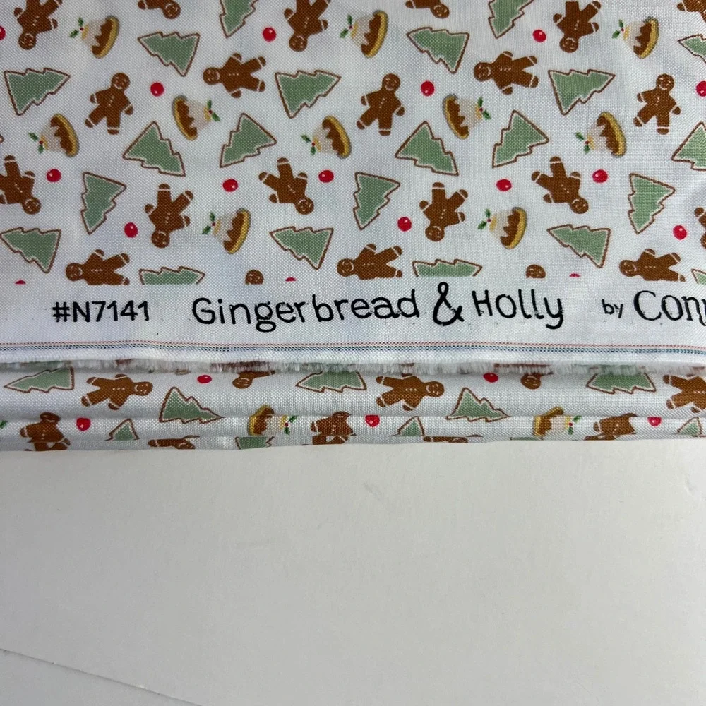 Connecting Threads Gingerbread & Holly Cotton Fabric 44x1yd Christmas N7141